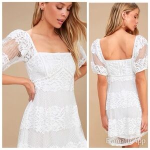 Free People Be Your Baby Lace Mini Dress‎ in Ivory Size XS